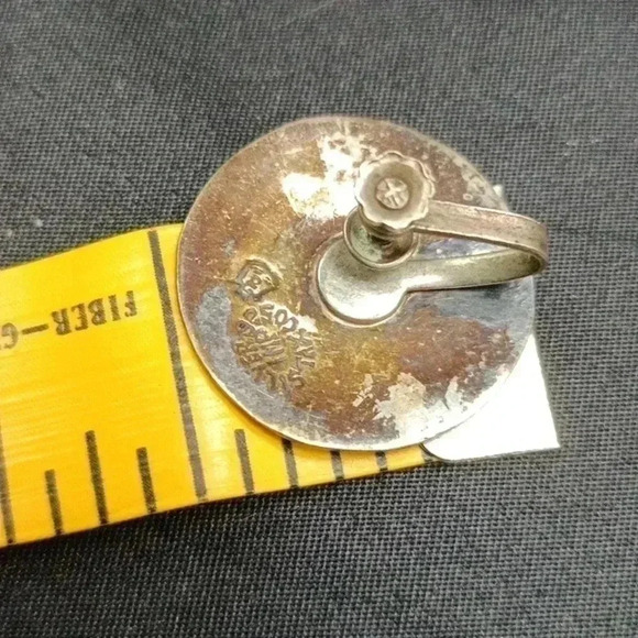 Vintage Taxco Mexico Sterling Silver Abalone Shell Screwback Earrings - Picture 2 of 3